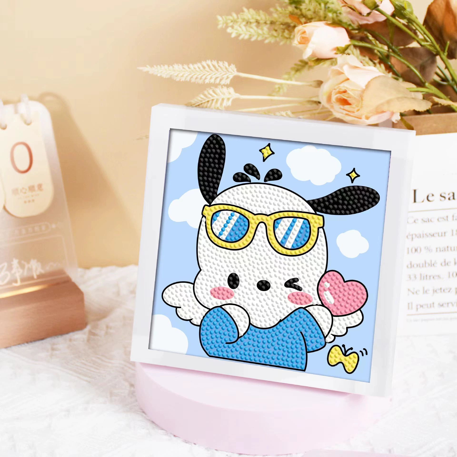 Кристальная вышивка DIY (Kuromi & KT Cat) 17×17 см фоторамка, набор наклеек в стиле мультфильма с полным заполнением