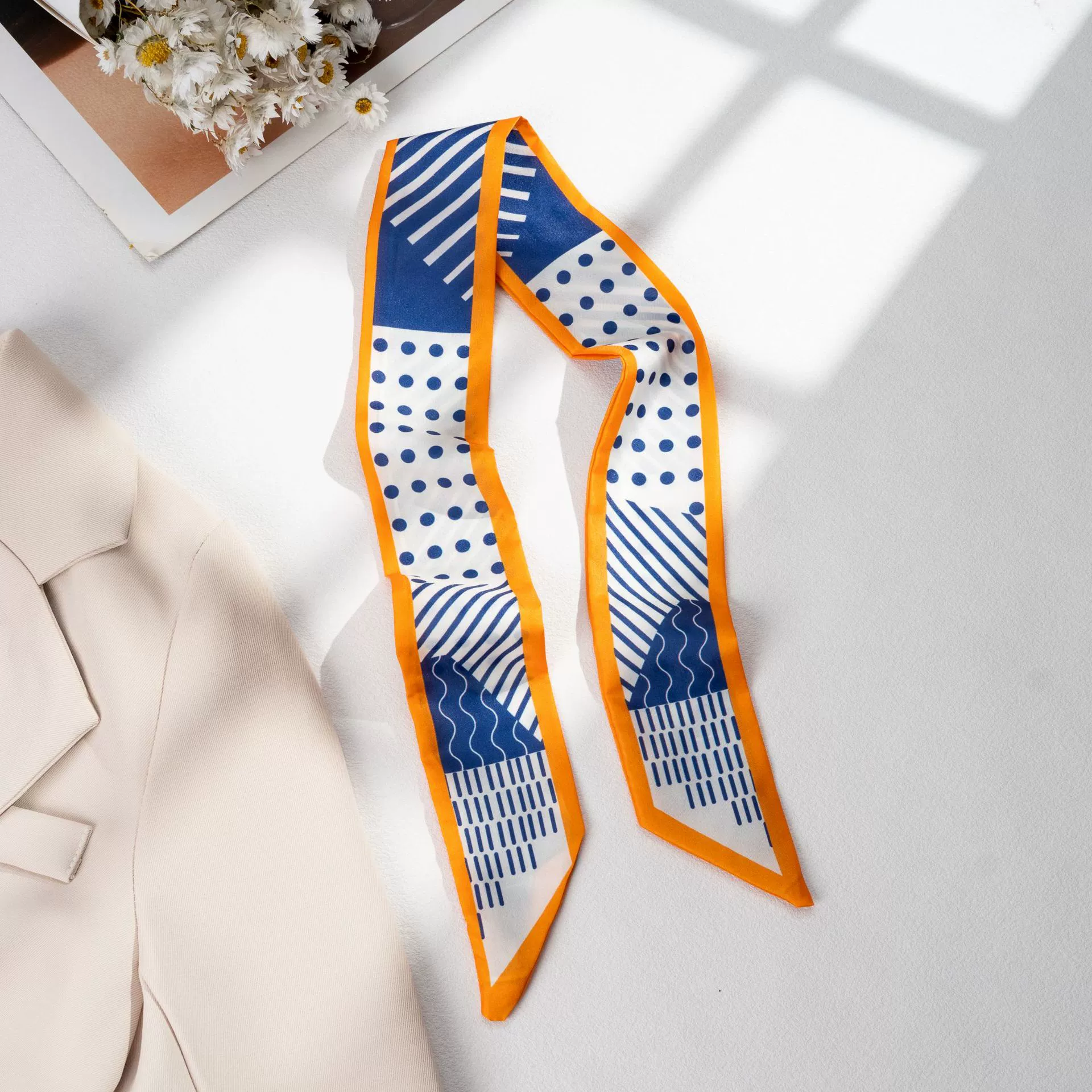 Silk Scarf Hairband (Suhang) long streamer 89×3.8 cm, lightweight gift box option