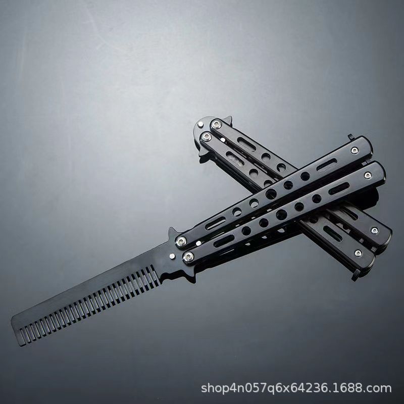 CSGO mariposa cuchillo principiante práctica juguete plegable cuchillo mariposa peine cuchillo mariposa cuchillo todo Acero sin abrir hoja