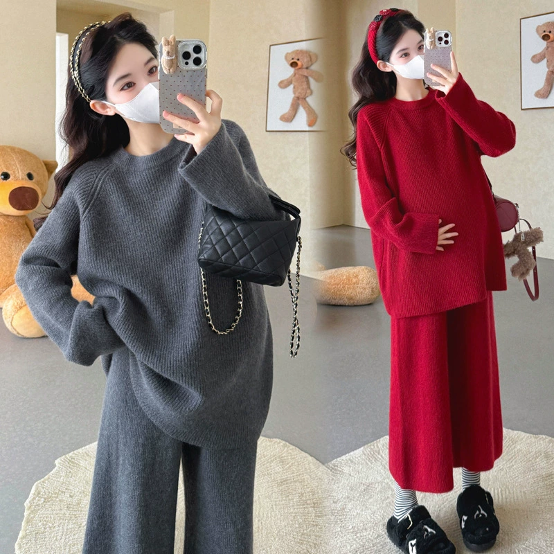 Sweater for pregnant, trousers for leisure, set, oversize