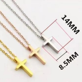 New 18k Gold European and American Cross Necklace Pendant Clavicle Chain Women's High-grade Neckchain Titanium Steel Color-free Accessories