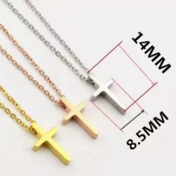 Polished 18K Gold Cross Necklace Pendant Clavicle Chain for Women, High-End Titanium Steel Stainless Steel Necklace