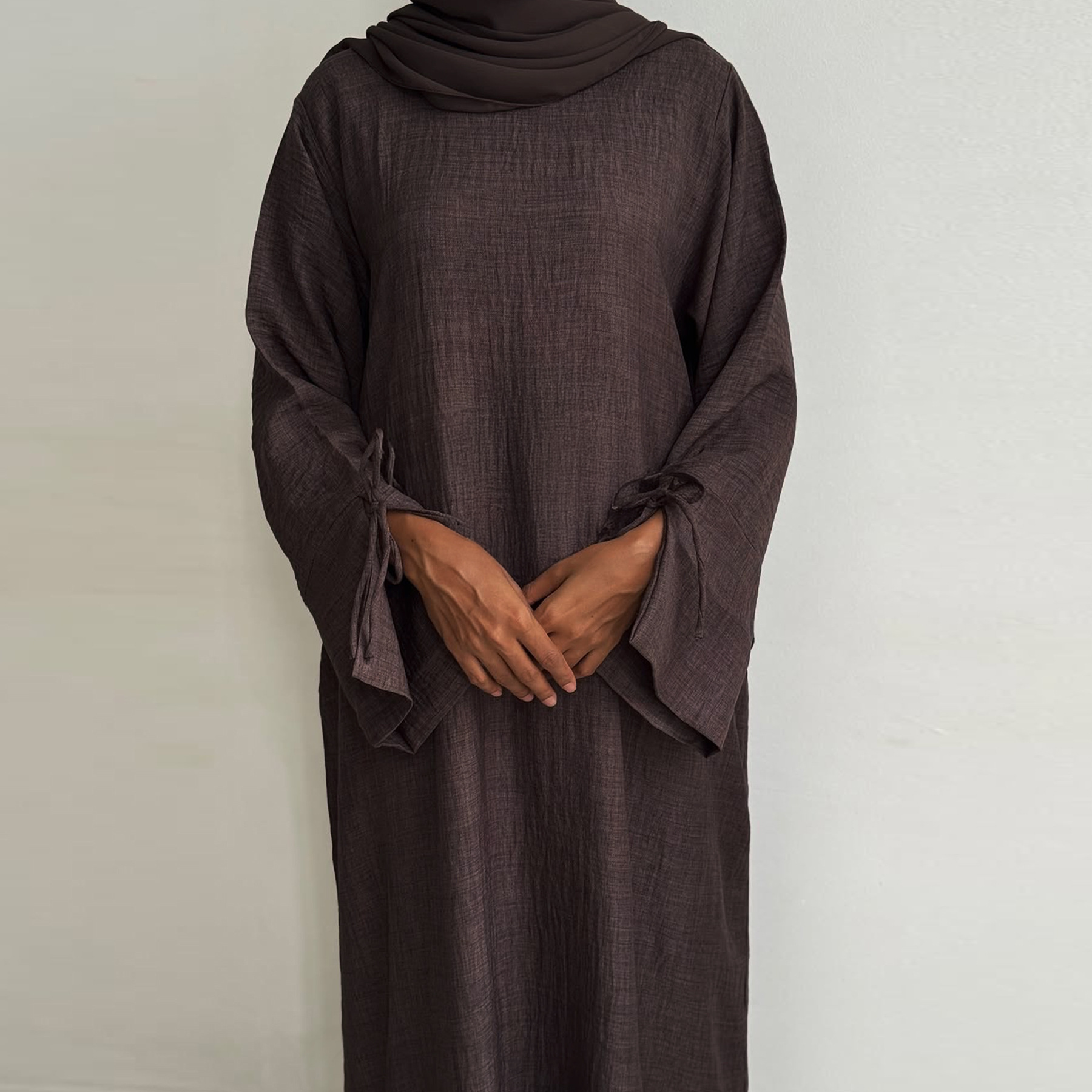 Dubai Turkish Clothing Middle Eastern Export Simple Ethnic Style Women's Long Robe Dress_ecoleips.com