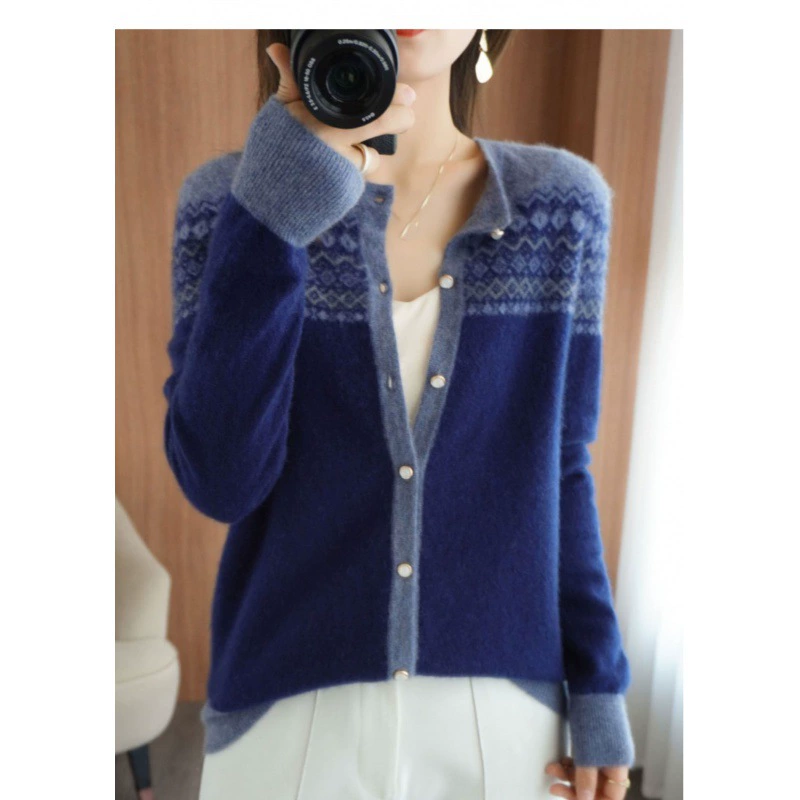 Woolen long-sleeve, knitted cardigan, jacket