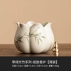 Pure hand-painted emerald green asparagus with grass and wood ash_Blooming Incense Burner [Simple Decoration]