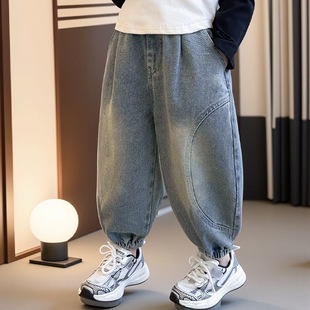 Girls' Pants Spring and Autumn Toddler Stylish Spring Outfit Long Pants Children's Jogger Jeans Elastic Waist Casual Loose