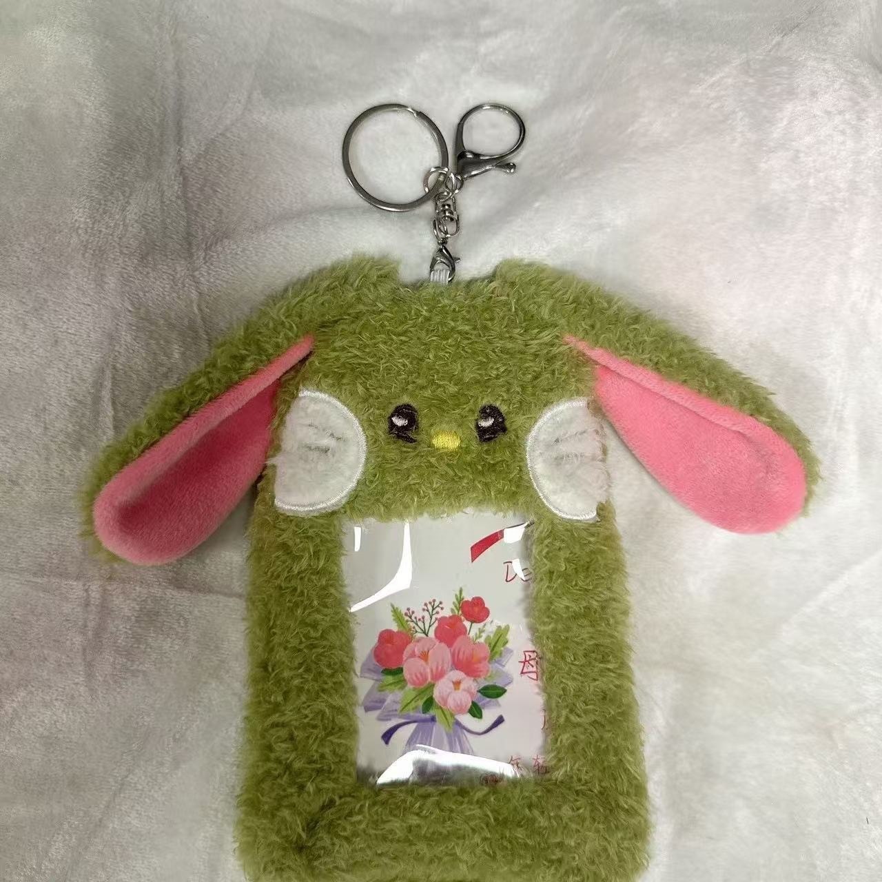 Cute ángel cerdo de peluche 3 pulgadas tarjeta de visualización tarjeta de estudiante colgante tarjeta de comida cubierta protectora