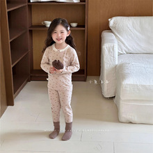 小鱼洛洛a类秋冬儿童家居服卡通透气保暖莱卡棉秋衣秋裤睡衣套装