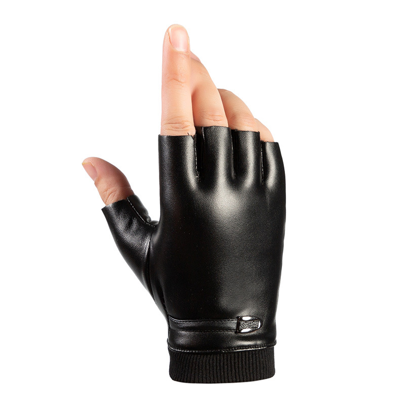 Medio dedo pu guantes de cuero nuevos hombres y mujeres moda caliente frío medio dedo guantes al aire libre equitación deportes guantes de cuero