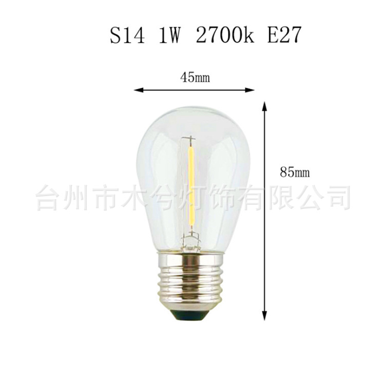 Edison vintage tungsteno E27 bombilla de filamento led color S14 3V24V110V 220VPC2200K