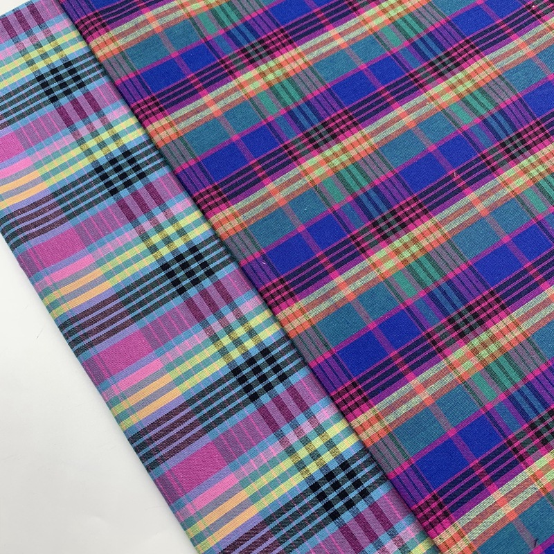 色织全棉平纹格子布 衬衫连衣裙吊带格子面料 布包书包格子面料