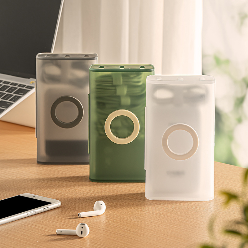 Nachuan Portable Portable Data Cable Storage Box Large Capacity Headphone Charger Sundries Fit Box with Mobile Phone Holder