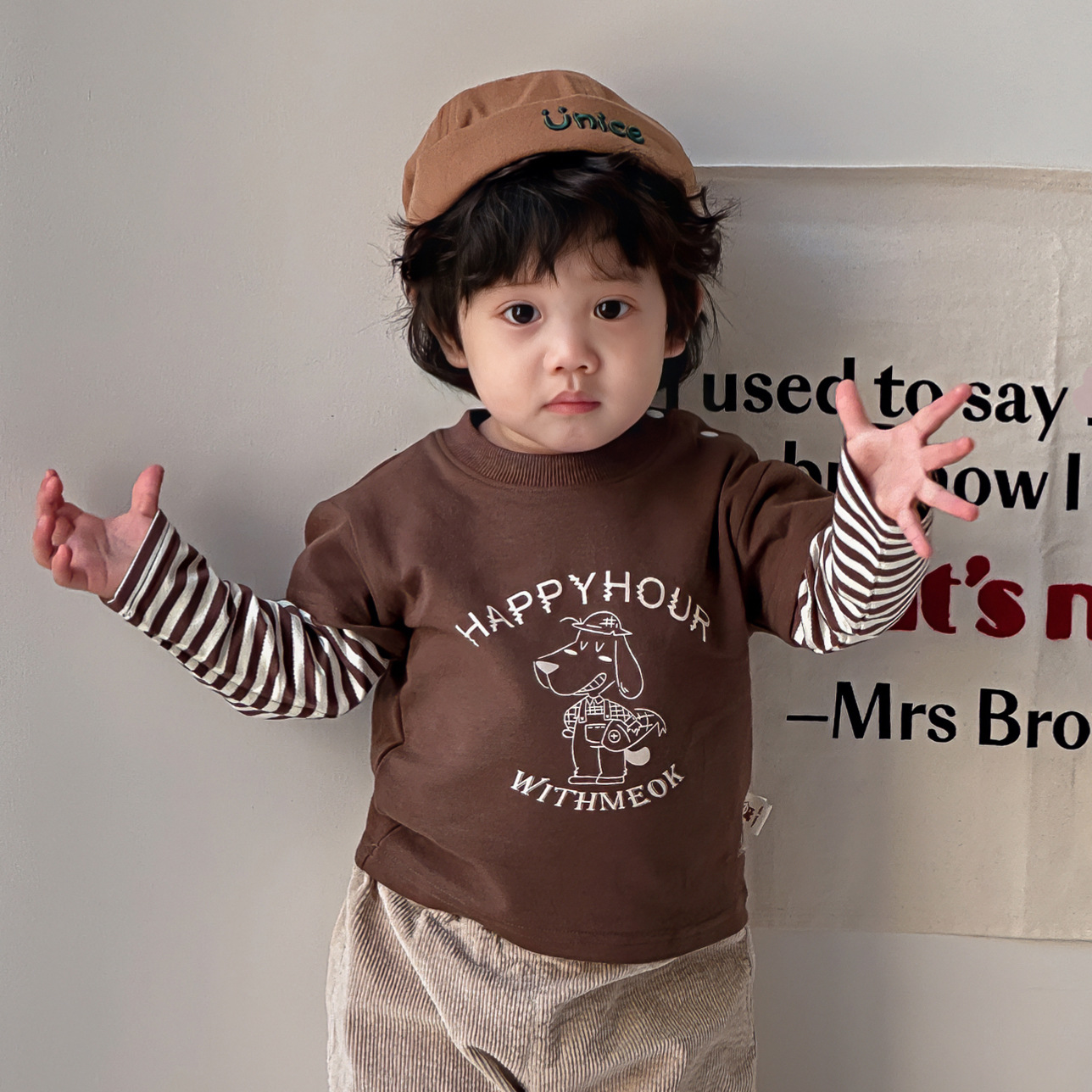 Chaqueta de perfil de oso de dibujos animados para niños coreanos, chaqueta de estilo occidental, ropa de primavera y otoño de algodón para niños y niños de moda