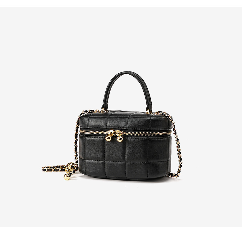 Elegante borsa a scatola in pelle trapuntata con tracolla a catena - Versatile borsa a tracolla e a spalla per donna_voghion.com