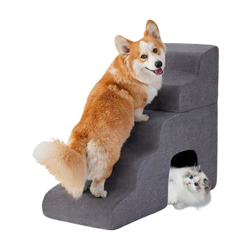 Escalera de perros transfronterizos de tamaño medio, escalera de 5 capas, escalera de escalera dividida, escalera para gatos y perros, escalera de protección de juntas para subir y bajar fácilmente de la cama.