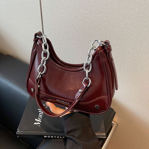 Women's bag cross-border new winter armpit bag French solid patent leather glossy high-end chain bag shoulder crossbody bag