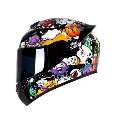 Full-Face Helmet for Men and Women, Motorcycle Safety Supplies - foreign-trade-money-happy-garden-black-mirror-s