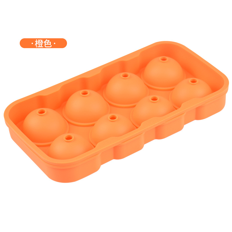 Amazon Venta caliente 8-pieza hielo hockey molde verano hogar comercial silicona 8-agujero ronda bandeja de hielo cubo de hielo congelado