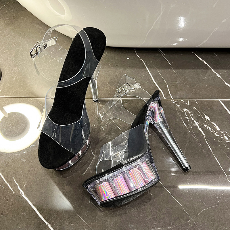 15CM Super High Heeled Wedding Crystal Shoes Transparent Stage Shoes Shining at Night 15CM Super High Heeled Wedding Crystal Shoes Transparent Stage Shoes Shining at Night