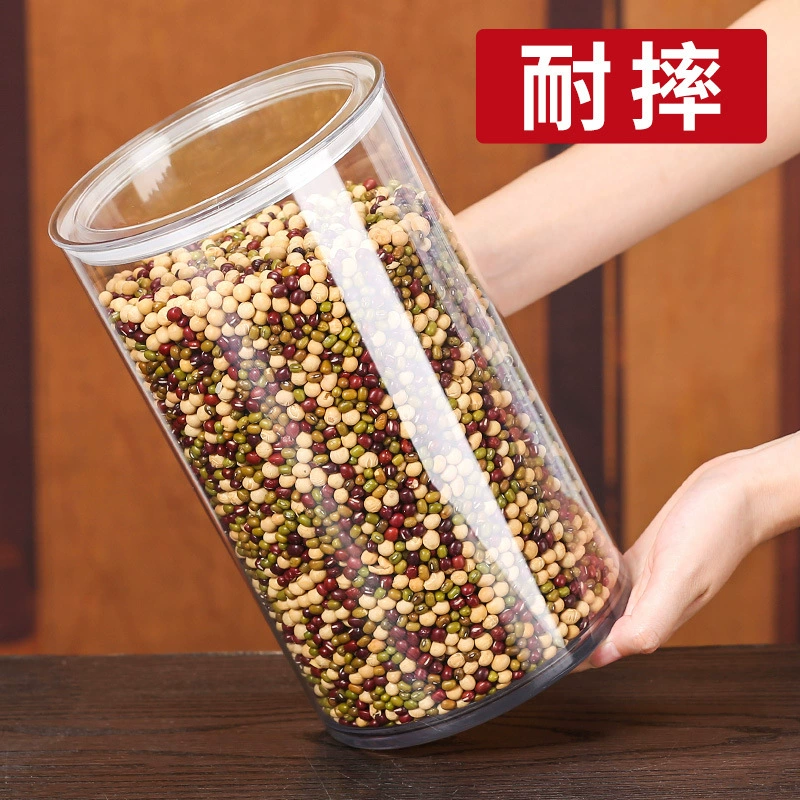 Акриловая пластиковая банка для хранения, герметичная банка большого диаметра, влагостойкая домашняя кухонная бутылка для хранения с крышкой