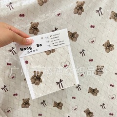 鴻博紡織オリジナル古着ベアーベルベットプリント生地ホームウェアパジャマ子供服女装ワンピース生地