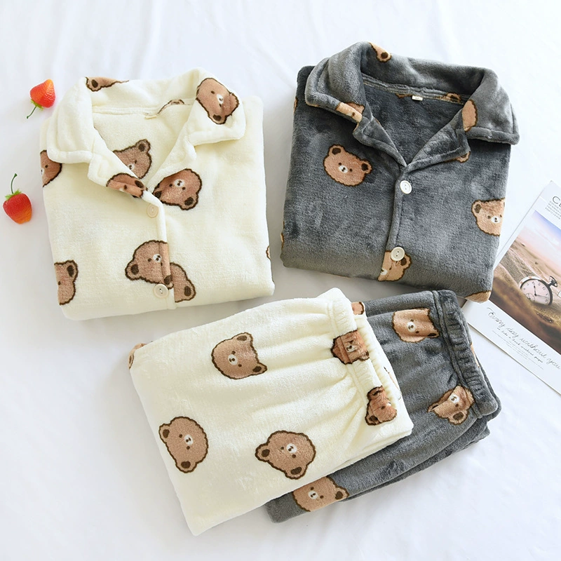 Коралловая бархатная Пижама для пар, осенне-зимняя утолщенная теплая Мужская Фланелевая Домашняя одежда больших размеров, Женский костюм на флисовой подкладке