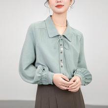 棉麻衬衫女2025春秋新款文艺复古风提花休闲宽松长袖开衫上衣女潮
