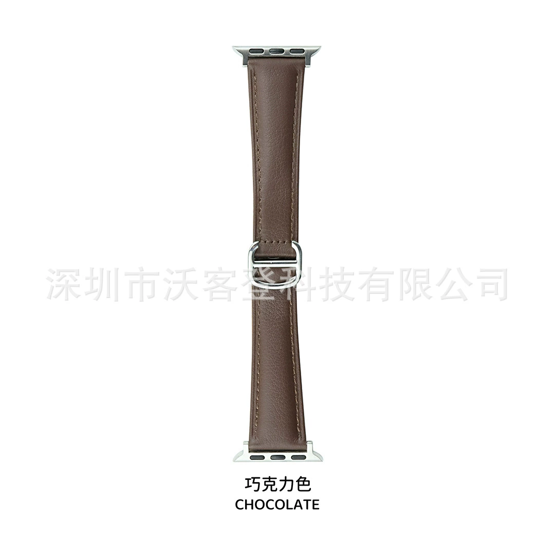 [适用于苹果手表新型D字蝴蝶扣牛皮表带apple watch8/SE/7/6/5/4/3]