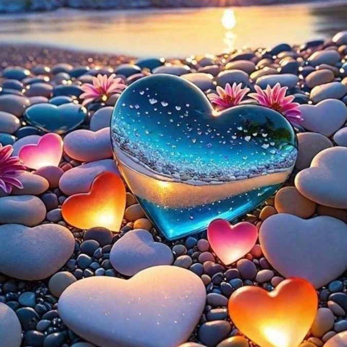 Pintura de diamantes de playa 5D de amor pintura de diamantes redonda pintura de decoración de la sala de estar DIY pintura de diamantes colorida paisaje pegatinas de diamantes