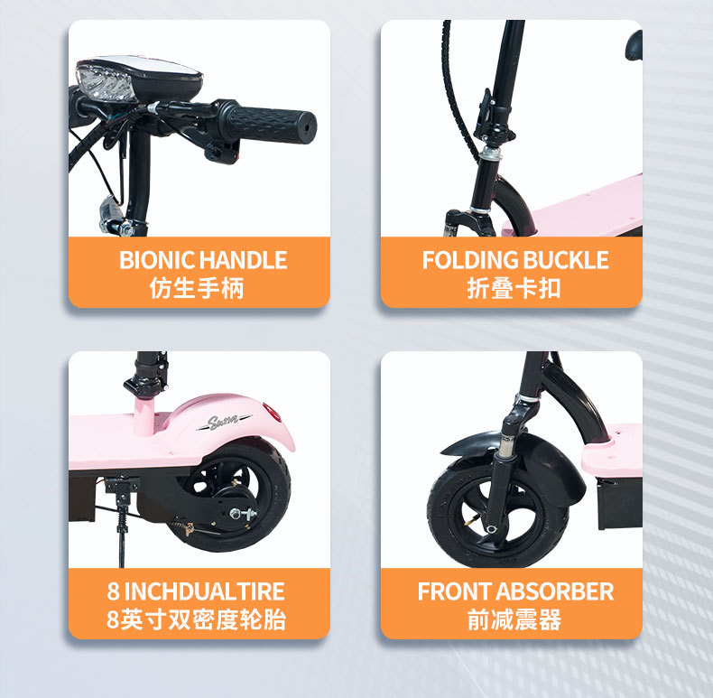 Export Direct Supply Electric Scooter Small Folding Lightweight Scooter Adult Outdoor Skateboard Shock-Absorbing Electric Skateboard