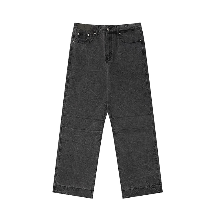 Men's Clothing Men's Retro Distressed Washed Straight Leg Jeans High End Streetwear Long Pants Casual Loose Fit Denim_mkmklike.com