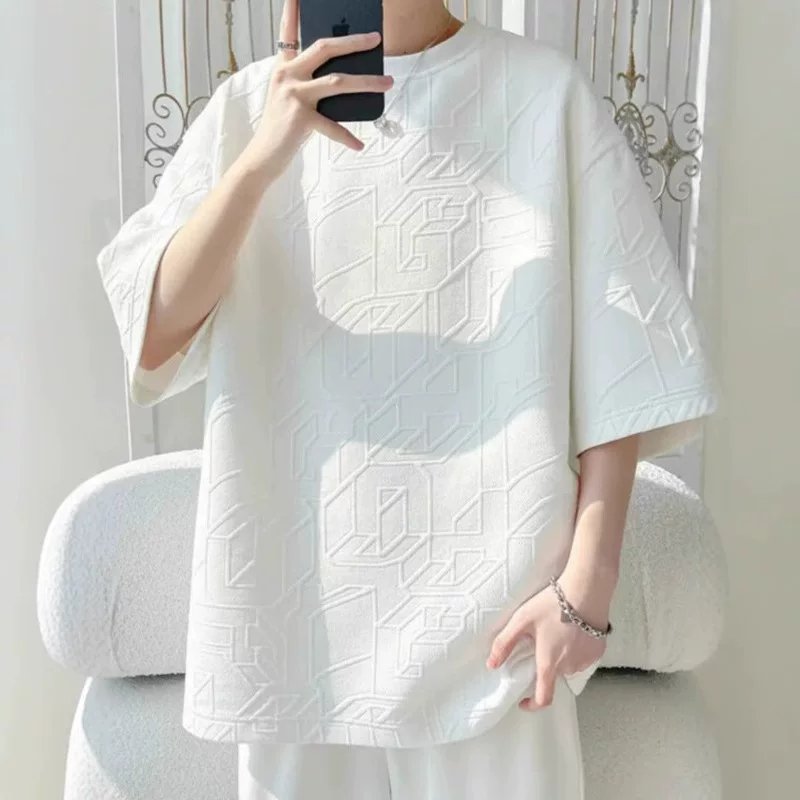 Summer thin elite short sleeve T-shirt for leisure, American style, oversize, with short sleeve