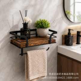 木质新款纸巾架卫生间壁挂式毛巾整理架实木卷纸置物架多用收纳架