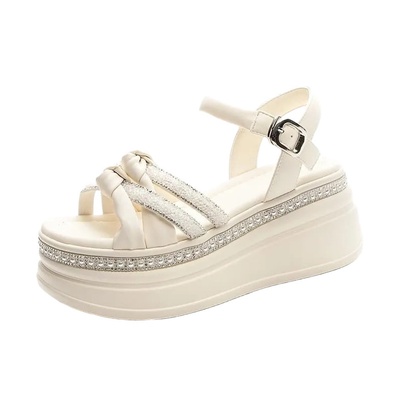 Sandalias romanas para mujeres de verano 2026 nueva moda versátil de hadas zapatos de tacón alto de base gruesa zapatos muffin de mujer