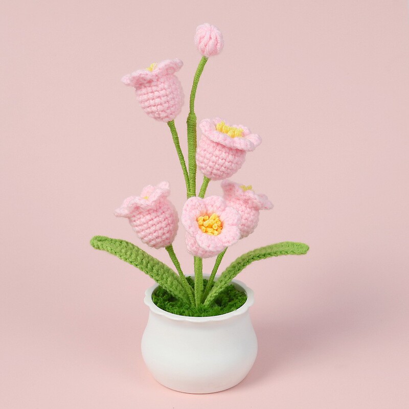 完成したウールひまわり鉢植えスズラン造花チューリップデスクトップ装飾品バレンタインデー教師クラスメートギフト|undefined