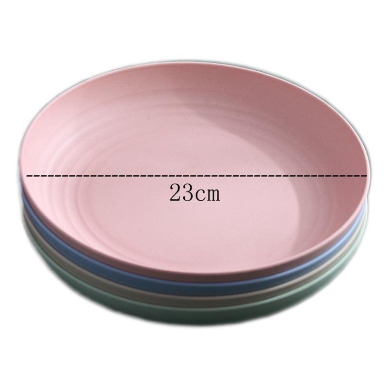 23cm disco 4 Unids paja de trigo plato de cena del hogar placa de la torta plato de fruta plato resistente a la caída plato restaurante vajilla