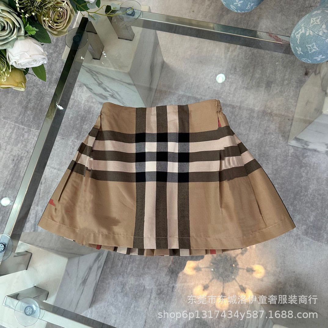 Parent-Child Summer New Girls' Four Seasons Wear Solid Color All-Match Casual AB Skirt British Style Classic Western Style Trendy
