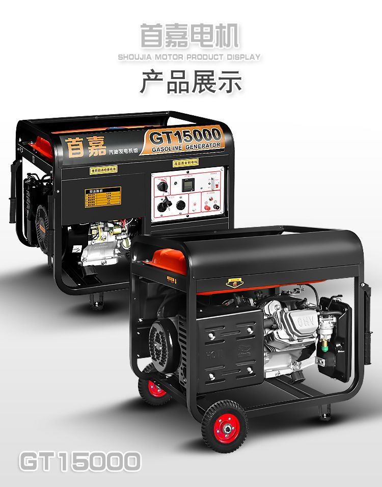 Shoujia Gasoline Generator Household 220V Single Phase 3Kw/5Kw/6Kw/8Kw/10Kw 12Kw Three Phase 380V