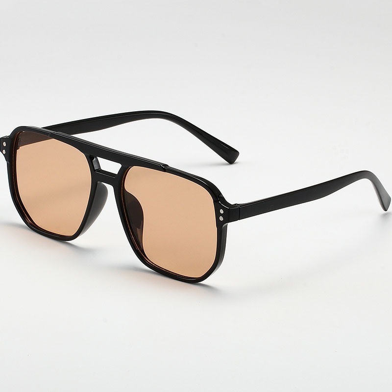 Gafas de sol vintage de doble puente, estilo transfronterizo, modernas y sencillas, con montura grande y lentes de estilo oceánico.