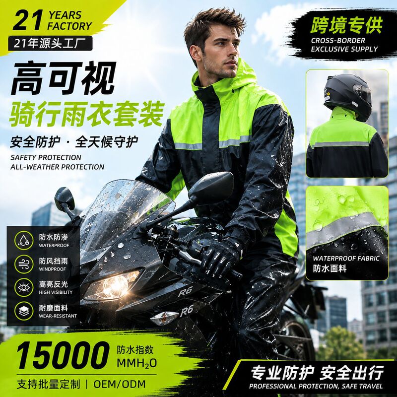 Raincoat for heavy rain protection, raincoat and rain pants set for delivery riders, separate set, full-body protection for motorcycle riders Raincoat for heavy rain protection, raincoat and rain pants set for delivery riders, separate set, full-body protection for motorcycle riders