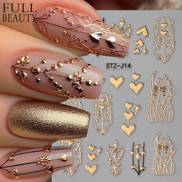 Cross-border New Craft Nail Art Stickers Relief Stereo Love Line Love Tree Carved French Stickers Nail Stickers