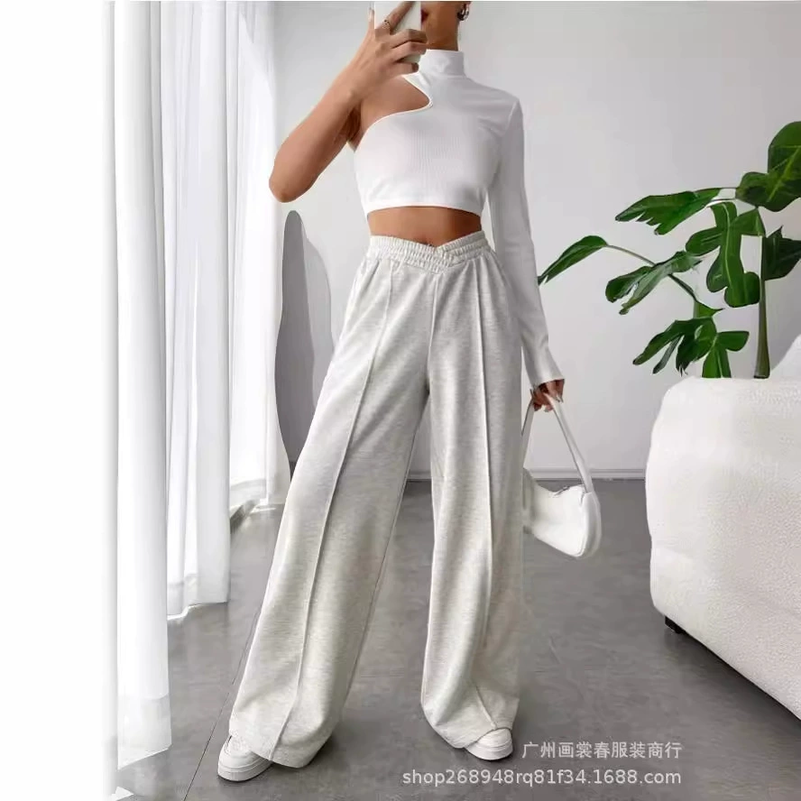 GD2023 AliExpress трансграничные женские свободные повседневные брюки удобные домашние брюки однотонные повседневные широкие спортивные брюки