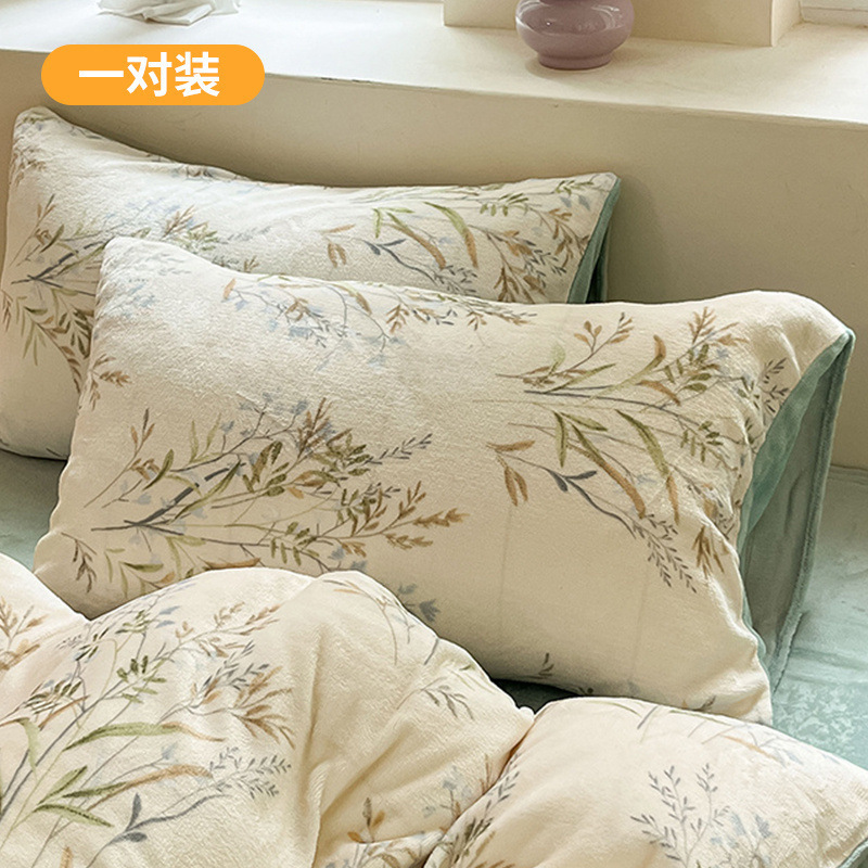 Funda de almohada de terciopelo de leche de invierno, un par de fundas de almohada de terciopelo de coral grueso, una sola funda de revestimiento de núcleo de almohada para niños 48x74 2