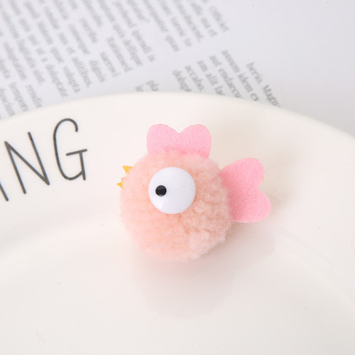 Korean cartoon bird fur ball keychain plush pendant jewelry accessories DIY hairpin hairpin material wholesale