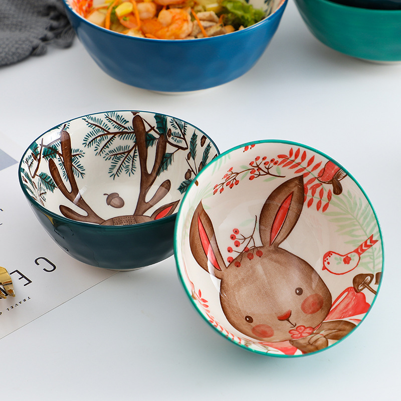 Animal de la historieta tazón de cerámica vajilla hogar tazón de arroz comer tazón de fideos tazón personalizado para niños tazón internet celebridad vajilla traje