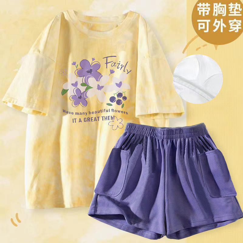 睡衣女夏纯棉夏季新款短袖七分裤韩版休闲可爱外穿家居服套装女士|undefined