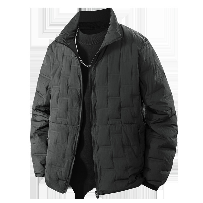 Chaqueta de invierno ligera para hombres 2025 invierno nuevo ocio versátil goma de prensa de collar 90 chaqueta caliente