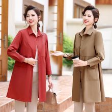 风衣女中长款春秋中年妈妈洋气上衣中老年女装秋装休闲薄款外套潮