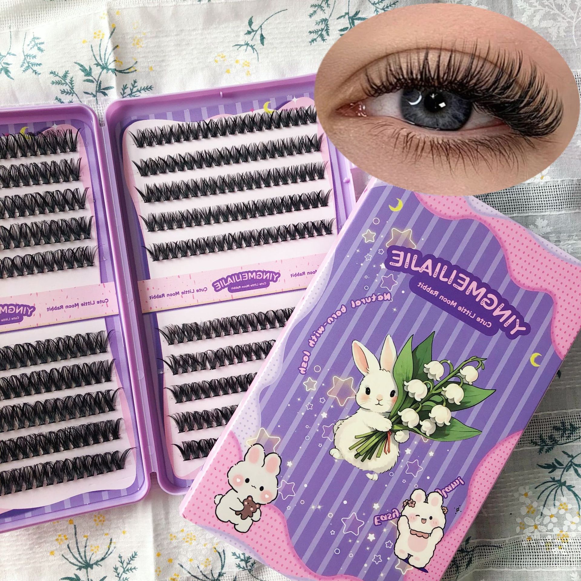 20 filas de paquete de caja de regalo de pestañas falsas transfronterizas, pestañas falsas densas, pestañas falsas sin pegamento.