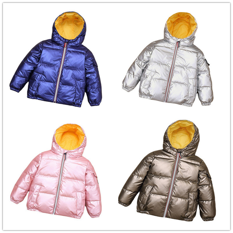 2023 new autumn and winter children's down jackets for boys and girls, big children's anti-fouling little silver jackets with removable hoods, trendy